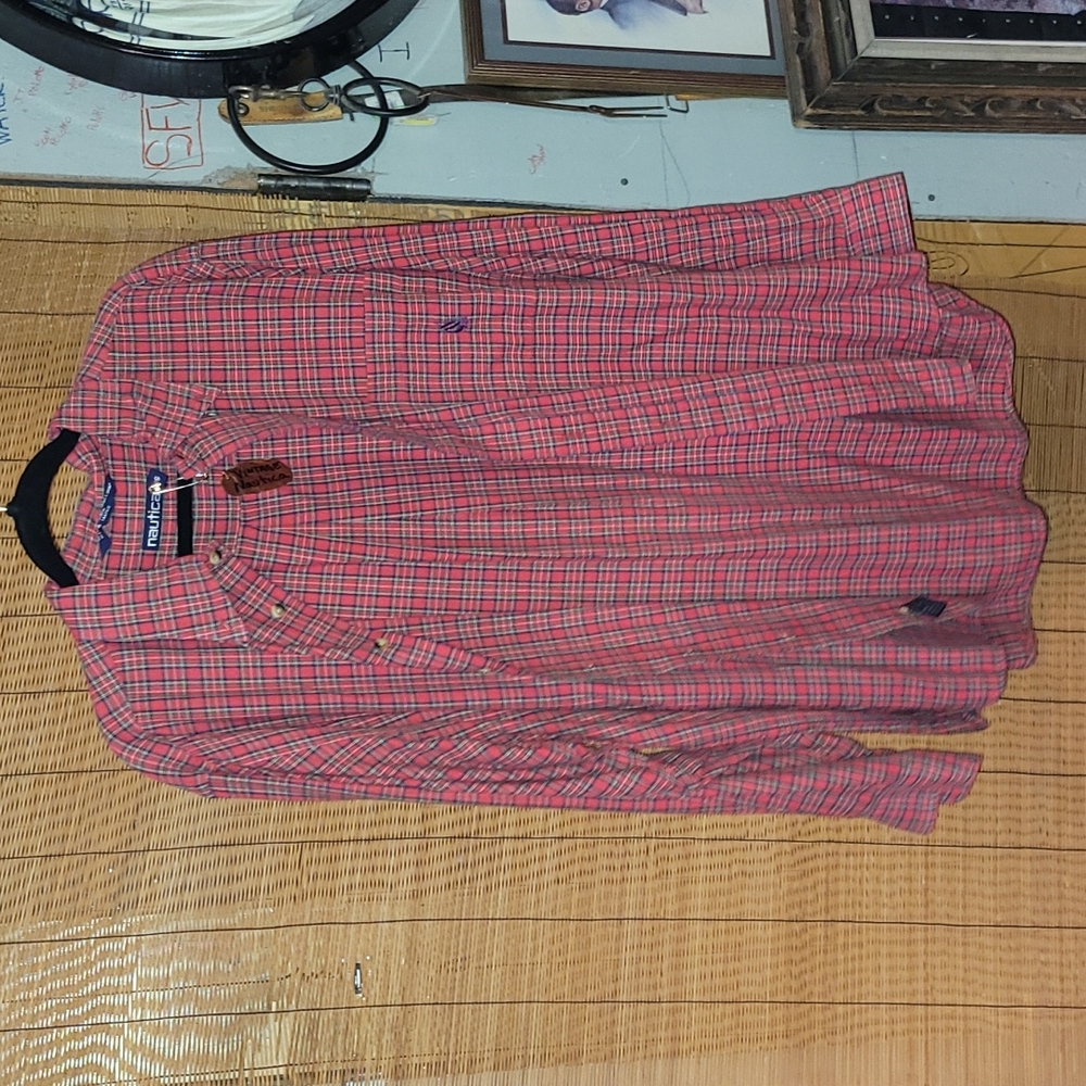 Vintage. 90s. Nautica. Flannel.  Men's size Large.